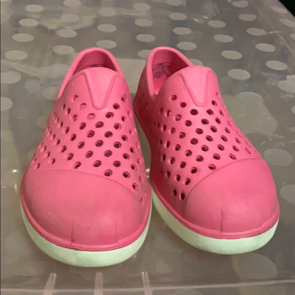 Pink and white Toms shoes size 9